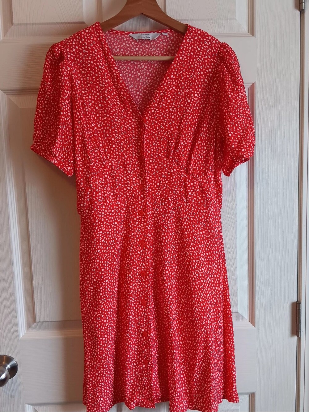 Anthropologie & Other Stories Red And White Floral Mini Dress